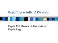 Reporting results: APA style PowerPoint PPT Presentation