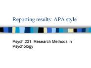 Reporting results: APA style