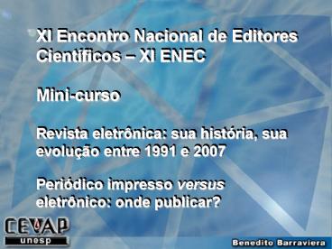 XI Encontro Nacional de Editores Cient