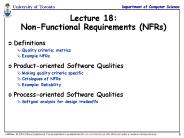 Lecture 18: Non-Functional Requirements (NFRs)