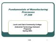 Fundamentals of Manufacturing Processes IT 208 PowerPoint PPT Presentation