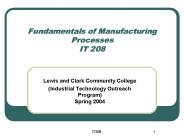 Fundamentals of Manufacturing Processes IT 208