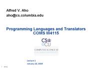Programming Languages and Translators COMS W4115
