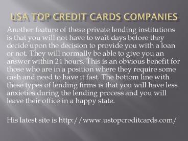 USA Top Credit Cards Companies