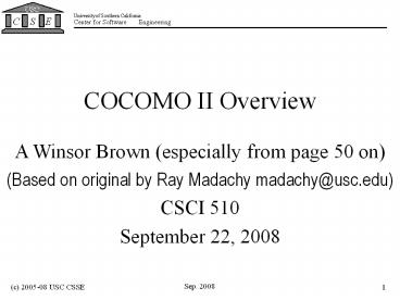 COCOMO II Overview
