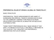 PREFERENTIAL RULES OF ORIGIN A GLOBAL EU TRADE POLICY