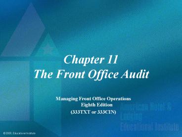 Chapter 11 The Front Office Audit