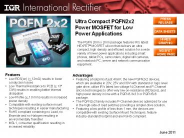 The PQFN 2mm x 2mm package features IR