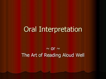 Oral Interpretation