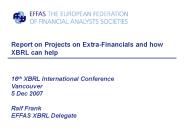 Report on Projects on Extra-Financials and how XBRL can help