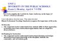 UNIT 2 DIVERSITY IN THE PUBLIC SCHOOLS Exam 2, Monday, April 4 7-9 PM PowerPoint PPT Presentation