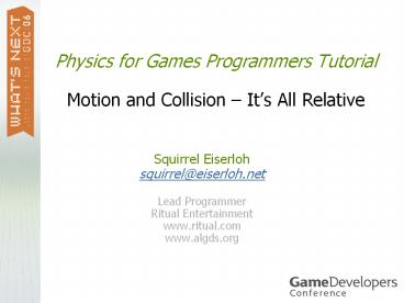 Physics%20for%20Games%20Programmers%20Tutorial%20Motion%20and%20Collision%20