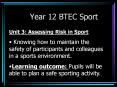 Year 12 BTEC Sport PowerPoint PPT Presentation