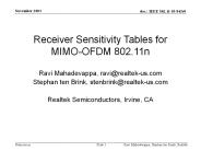 Receiver Sensitivity Tables for MIMO-OFDM 802.11n