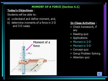 MOMENT OF A FORCE (Section 4.1)