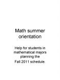 Math summer orientation PowerPoint PPT Presentation
