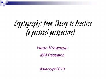 Example:the Diffie-Hellman Key Exchange