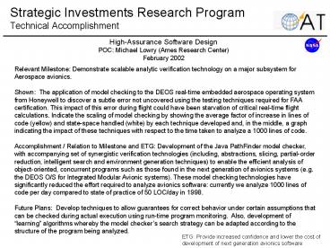Strategic Investments Research Program Technical Accomplishment