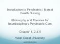 Introduction to Psychiatric / Mental Health Nursing  Philosophy and Theories for Interdisciplinary Psychiatric Care Chapter 1, 2 PowerPoint PPT Presentation