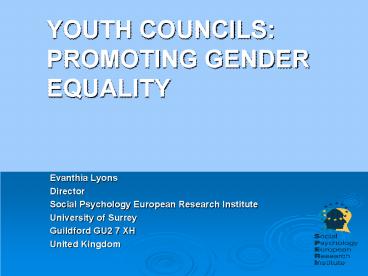 YOUTH COUNCILS: PROMOTING GENDER EQUALITY