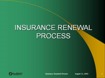 INSURANCE RENEWAL PROCESS