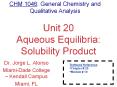 Unit 20 Aqueous Equilibria: Solubility Product PowerPoint PPT Presentation