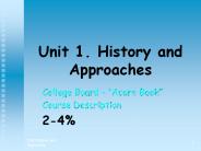 Unit 1. History and Approaches