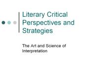 Literary Critical Perspectives and Strategies