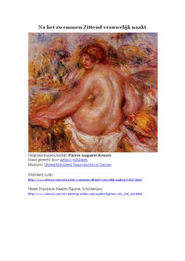 Na het zwemmen Zittend vrouwelijk naakt -- Artisoo