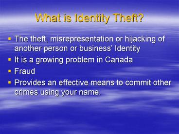 What is Identity Theft?
