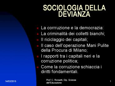 SOCIOLOGIA DELLA DEVIANZA