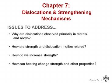 Chapter 7:  Dislocations