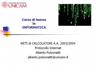 Corso di laurea in INFORMATICA