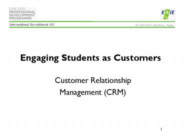 Engaging Students as Customers