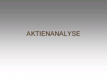 AKTIENANALYSE