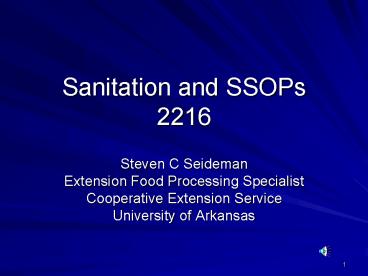 Sanitation and SSOPs 2216