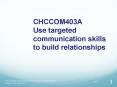 CHCCOM403A Use targeted communication skills to build relationships PowerPoint PPT Presentation