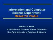 Information and Computer Science Department Research Profile