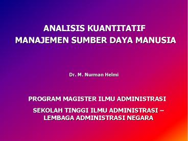 ANALISIS KUANTITATIF