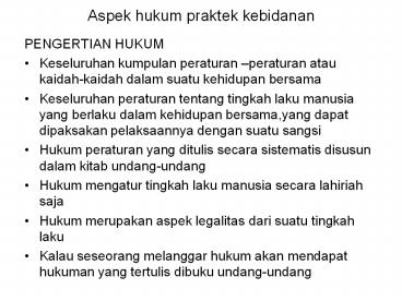 Aspek hukum praktek kebidanan