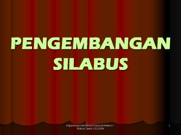 MEKANISME PENGEMBANGAN SILABUS