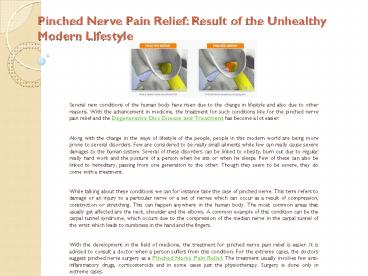 Pinched Nerve Pain Relief: Result of the Unhealthy Modern Lifestyle