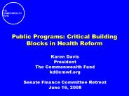 Public Programs: Critical Building Blocks in Health Reform