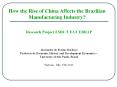 How the Rise of China Affects the Brazilian Manufacturing Industry? PowerPoint PPT Presentation