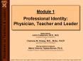 Module 1 Professional Identity: Physician, Teacher and Leader PowerPoint PPT Presentation