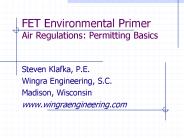 FET Environmental Primer Air Regulations: Permitting Basics