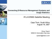 Connecting E-Resource Management Systems and Usage Statistics