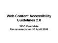 Web Content Accessibility Guidelines 2.0 PowerPoint PPT Presentation