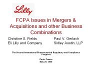 FCPA Issues in Mergers