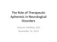 The Role of Therapeutic Apheresis in Neurological Disorders PowerPoint PPT Presentation
